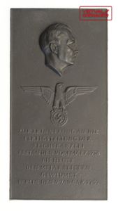 Plaque commemorating the completion of construction of the Reichskanzlei in Berlin