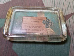 1930s Good Luck Glass Paper Weight