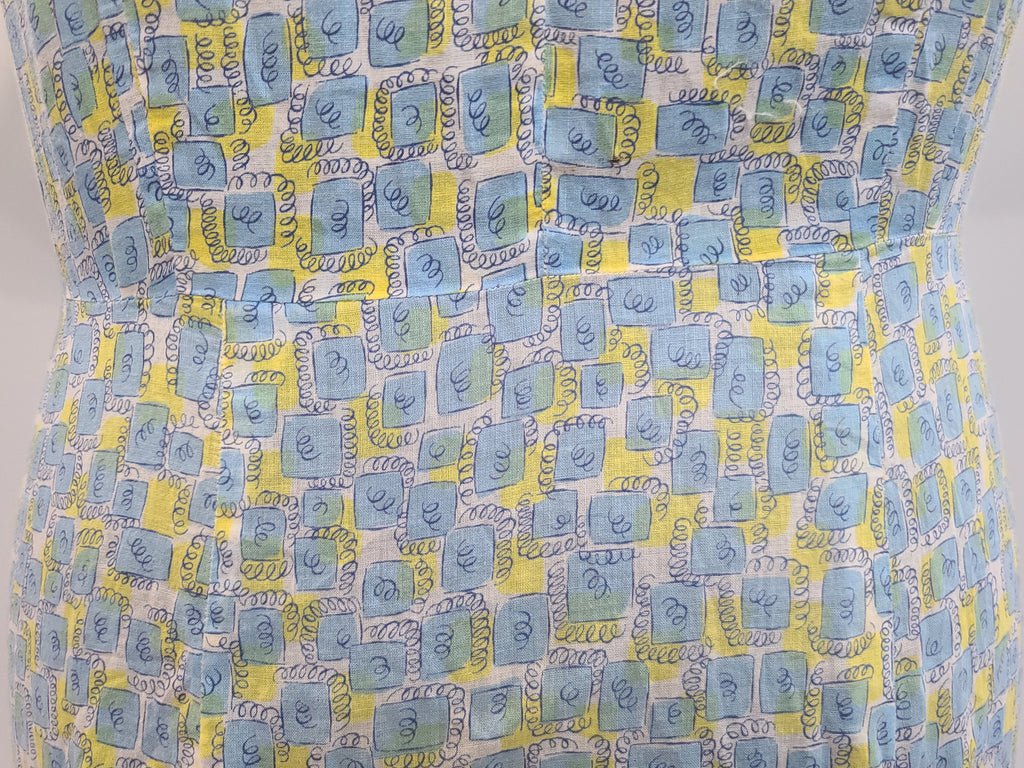 Blue and Yellow Print Dress(B-41' W-34' H-41') — image 6