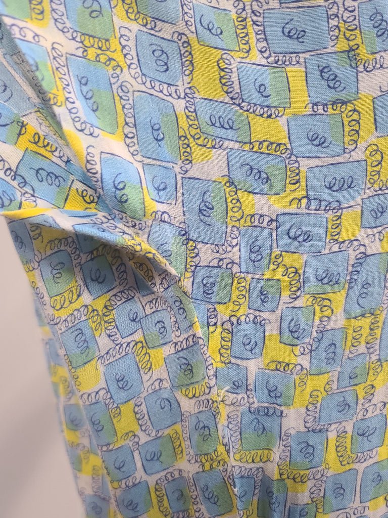 Blue and Yellow Print Dress(B-41' W-34' H-41') — image 8