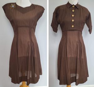 Brown Seersucker Dress & Bolero Jacket(B-37' W-30' H-46')