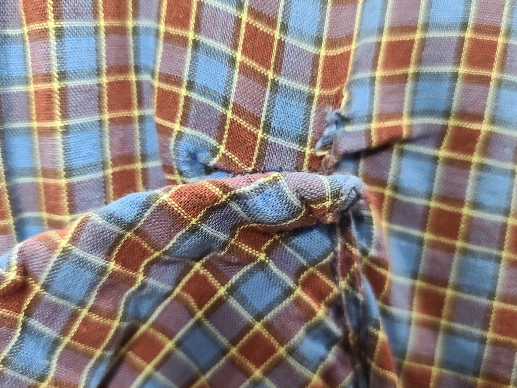 Blue Brown Plaid Dress with Yellow Flower Pocket(B-40' W-28' H-36') — image 7