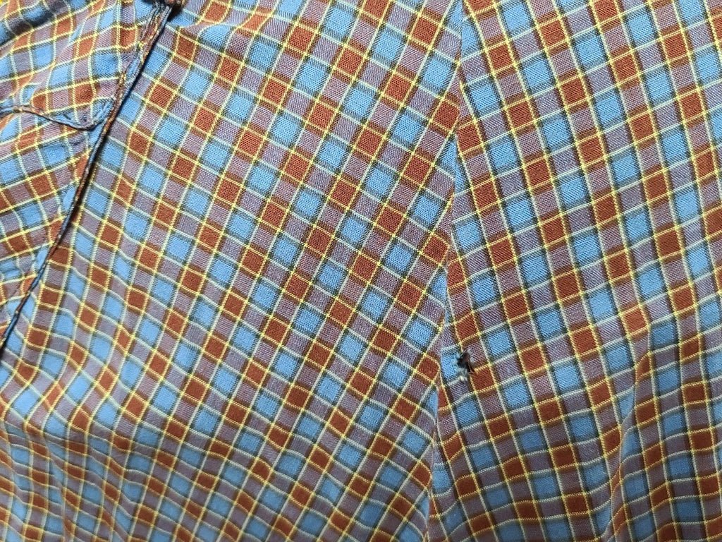 Blue Brown Plaid Dress with Yellow Flower Pocket(B-40' W-28' H-36') — image 8