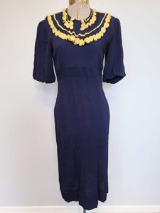 Blue Rayon Dress with Netting (as-is)(B-34' W-26.5' H-31')