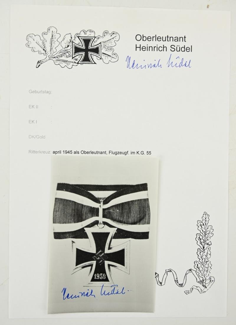 Signature of Luftwaffe KC Recipient 'Heinrich Südel' — image 2