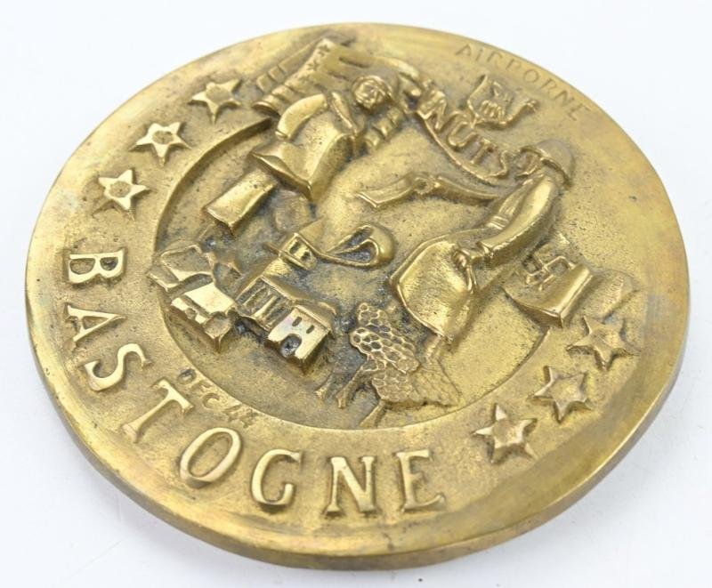 US WW2 101st Airborne Battle of the Bulge Brass NUTS Plaque Bastogne 1944 — image 3