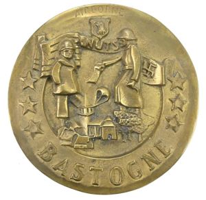 US WW2 101st Airborne Battle of the Bulge Brass NUTS Plaque Bastogne 1944